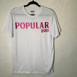 NWT $16 Wicked Popular T-Shirt Small White Pink Shiny Movie